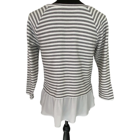 LOFT Striped Jersey Top with Flirty Peplum, Size Small - Picture 8 of 9